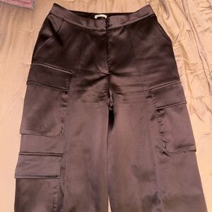 House of CB Brown Satin Cargo Pants